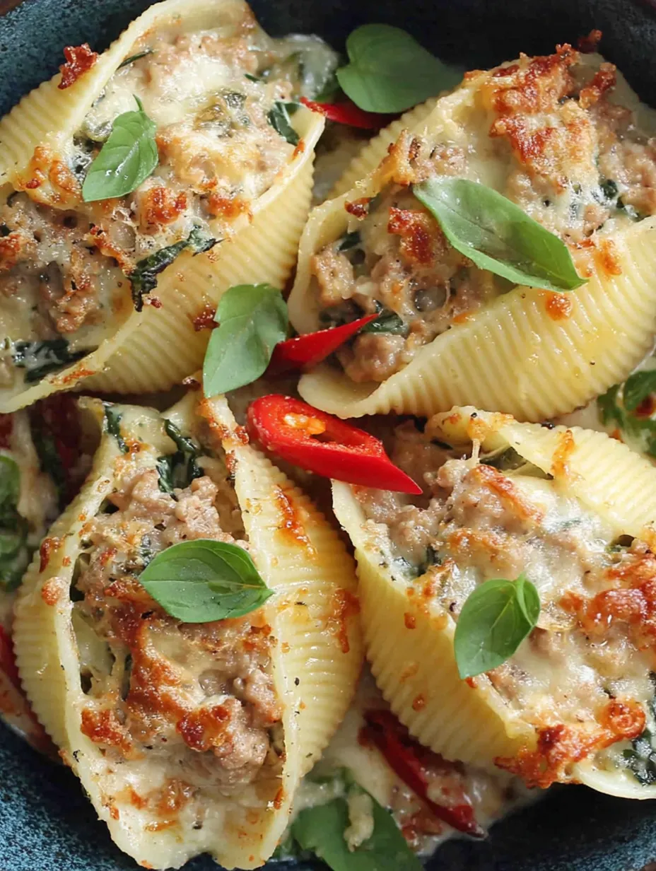 Chili Basil Turkey Stuffed Shells.