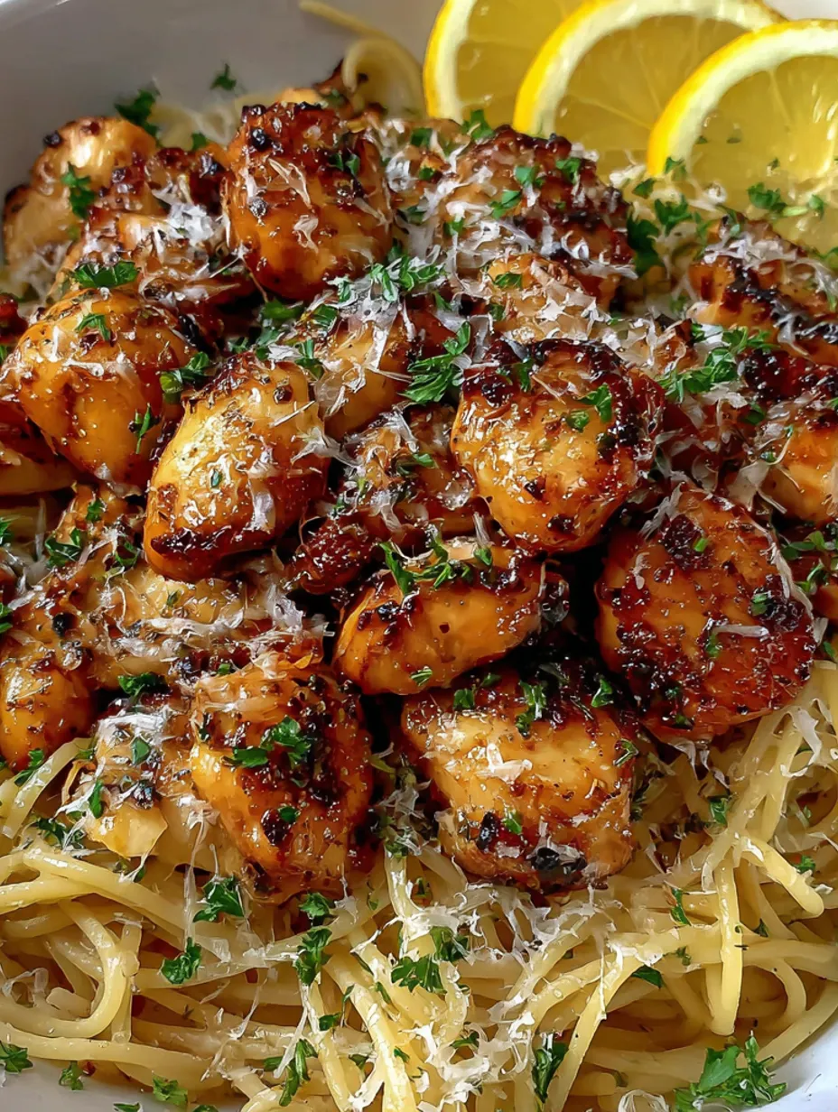 A plate of food with chicken and pasta.