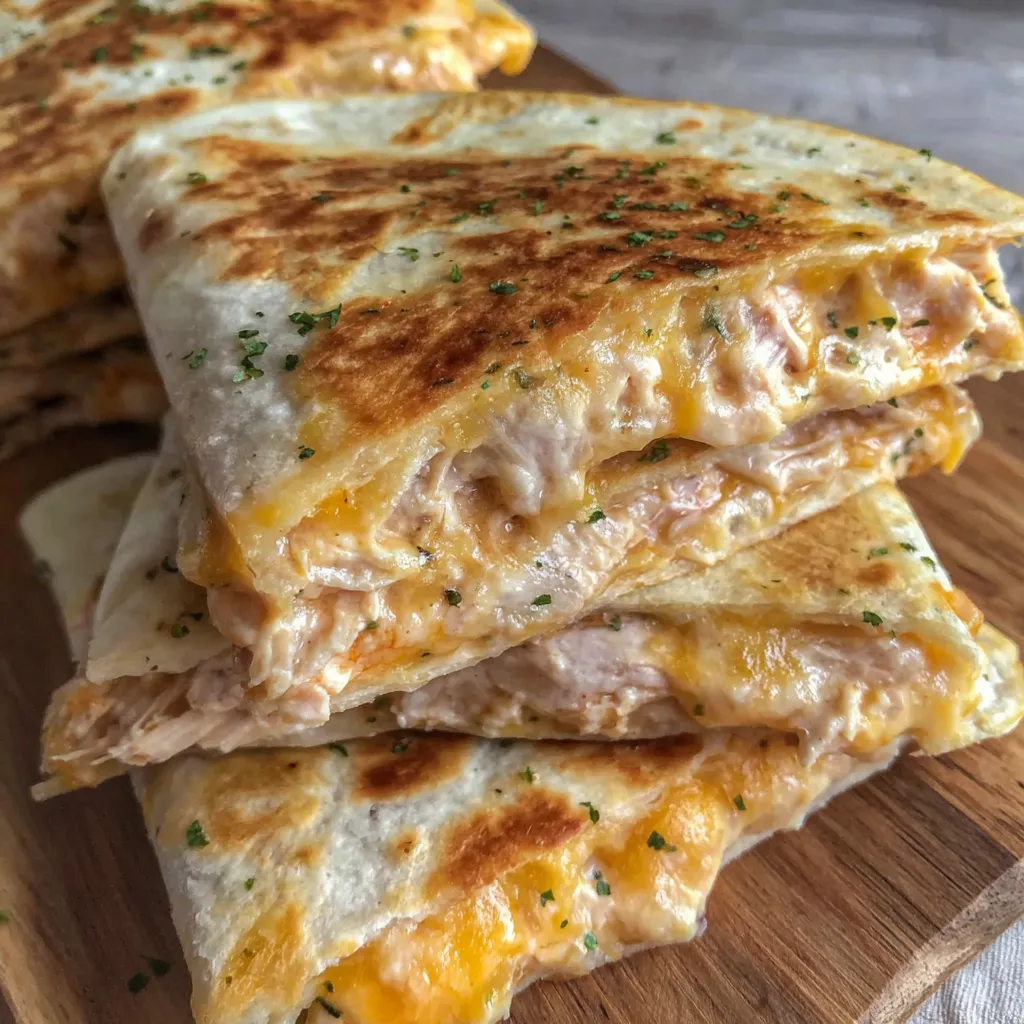 A stack of chicken quesadillas.