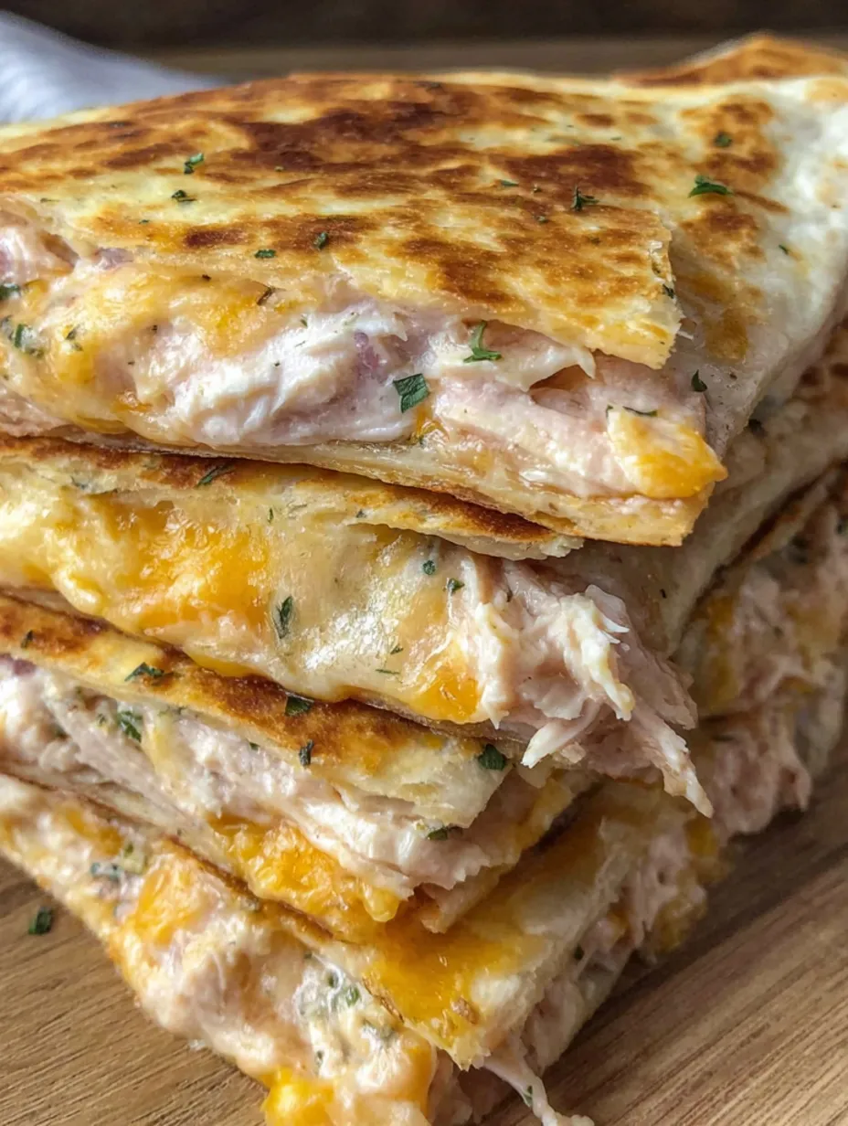 A stack of chicken quesadillas.