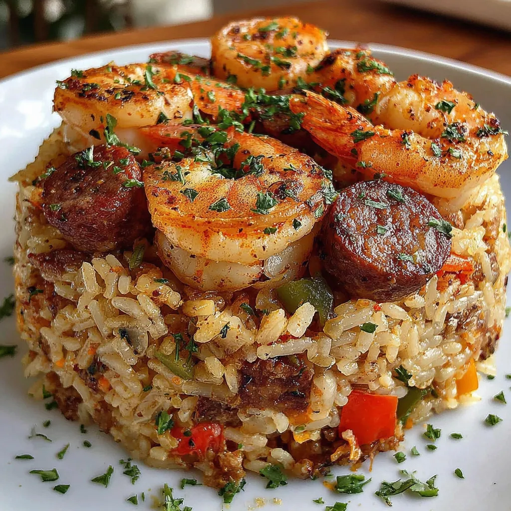 A plate of shrimp and rice.