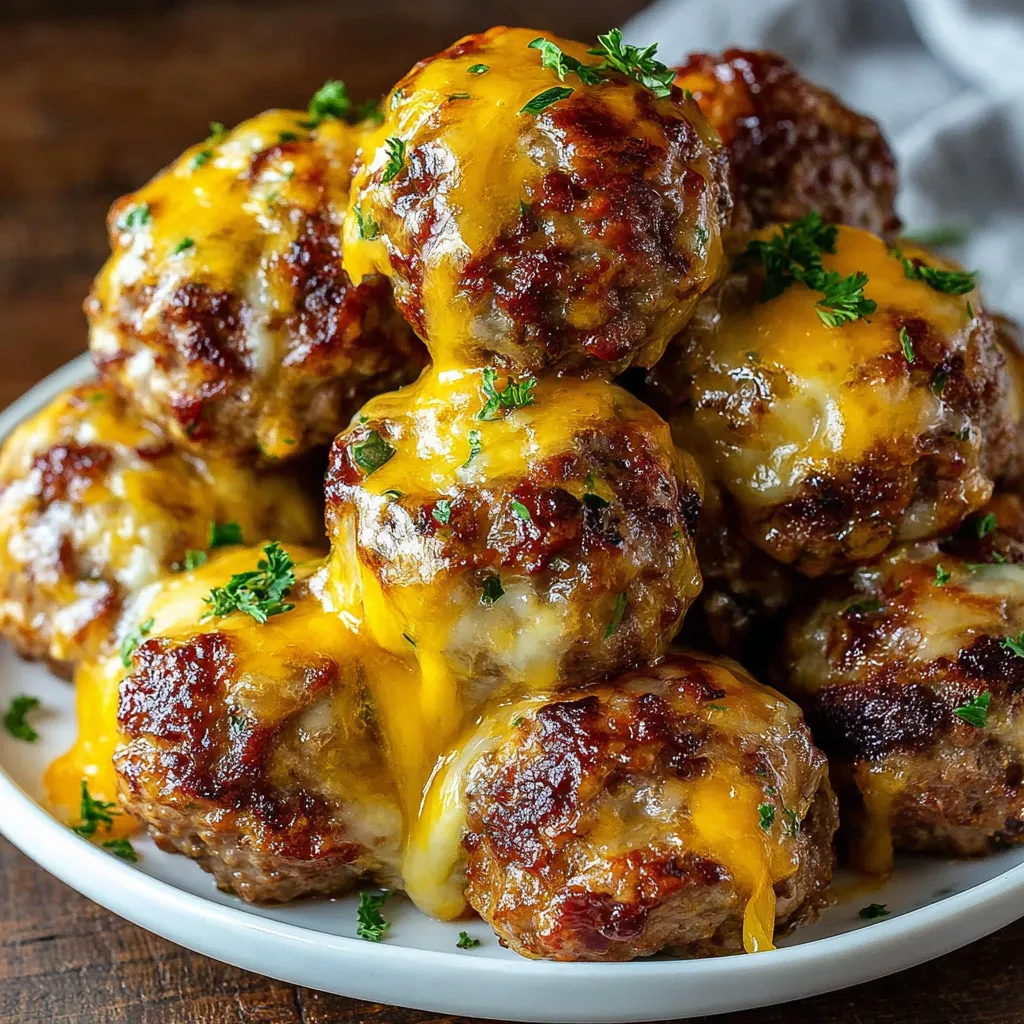 A plate of cheesy stuffed meatloaf bites.