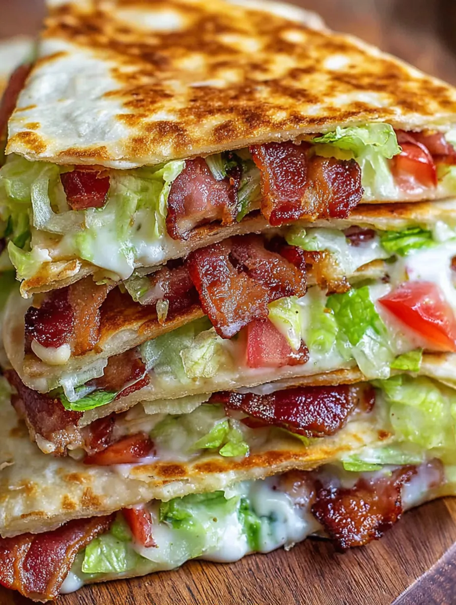 A stack of bacon and cheese quesadillas.