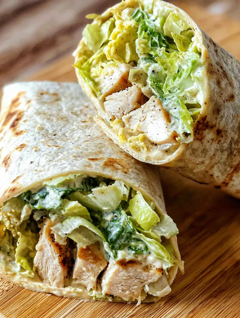 A chicken Caesar salad wrap on a table.
