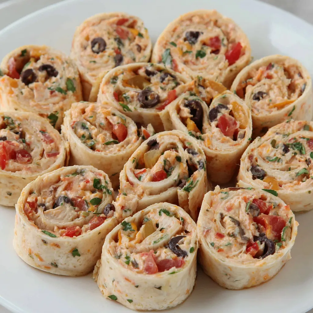 A plate of Southwest Chicken Tortilla Pinwheels.