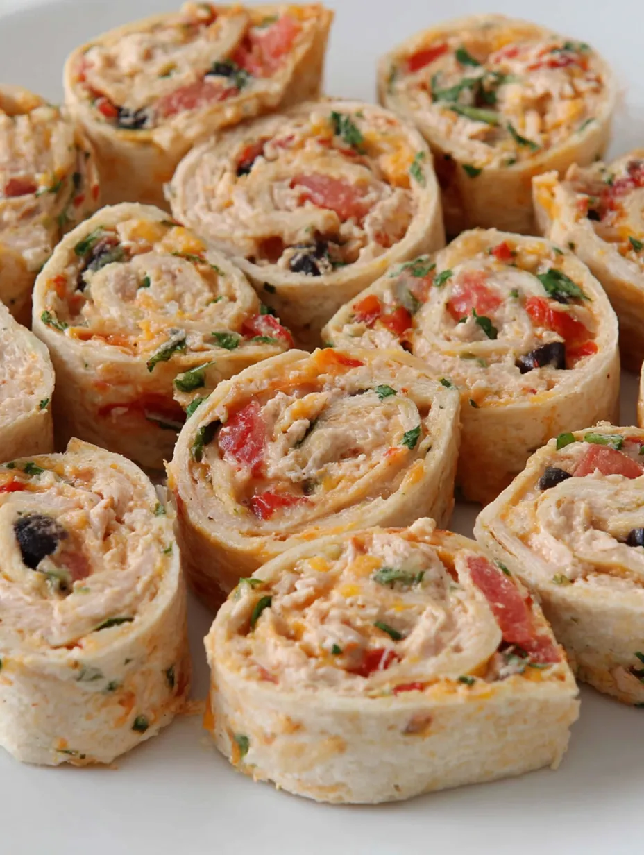 A plate of Southwest Chicken Tortilla Pinwheels.