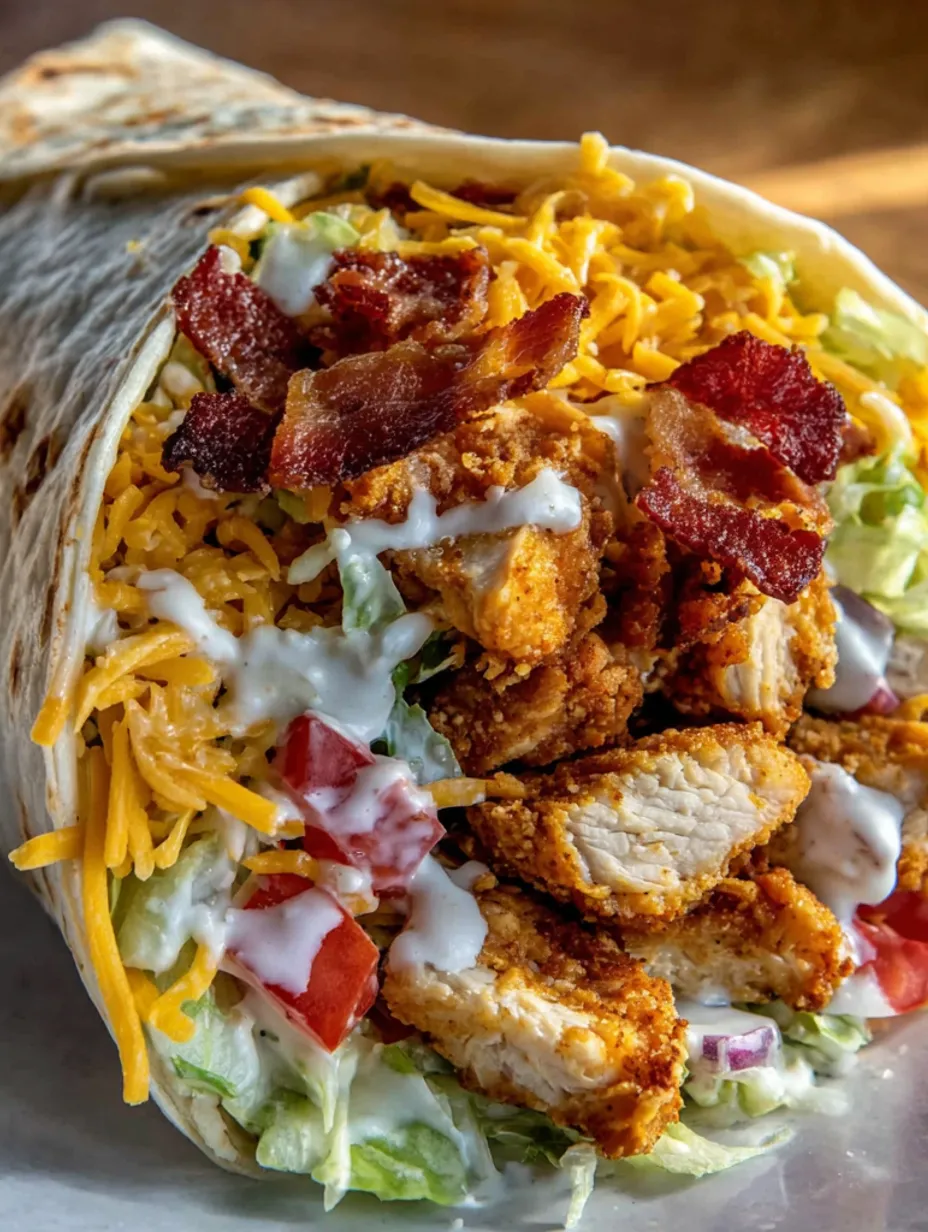 A crispy chicken bacon ranch wrap.