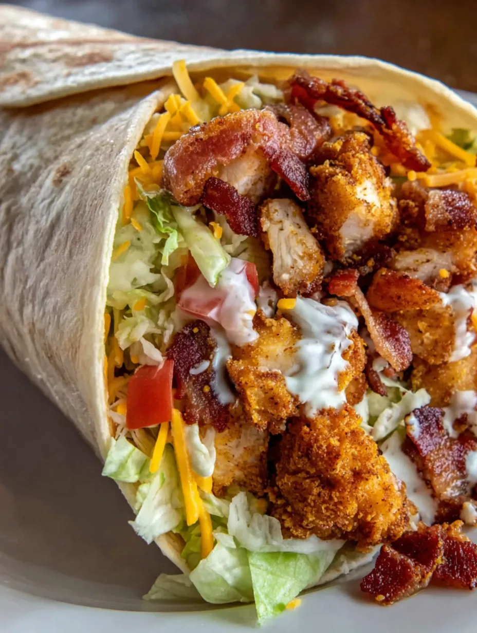 A crispy chicken bacon ranch wrap.