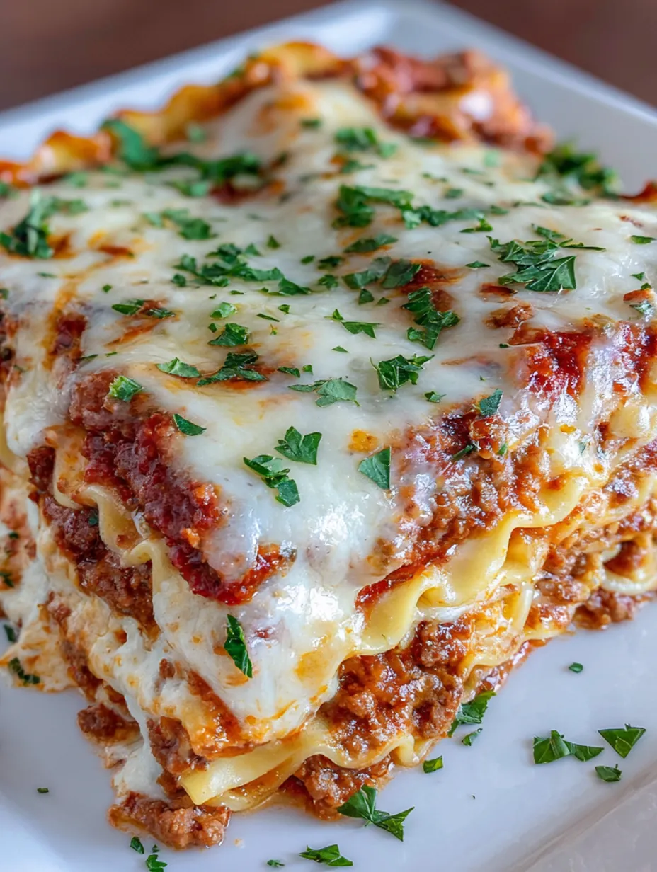 A delicious homemade lasagna with cheese and herbs.