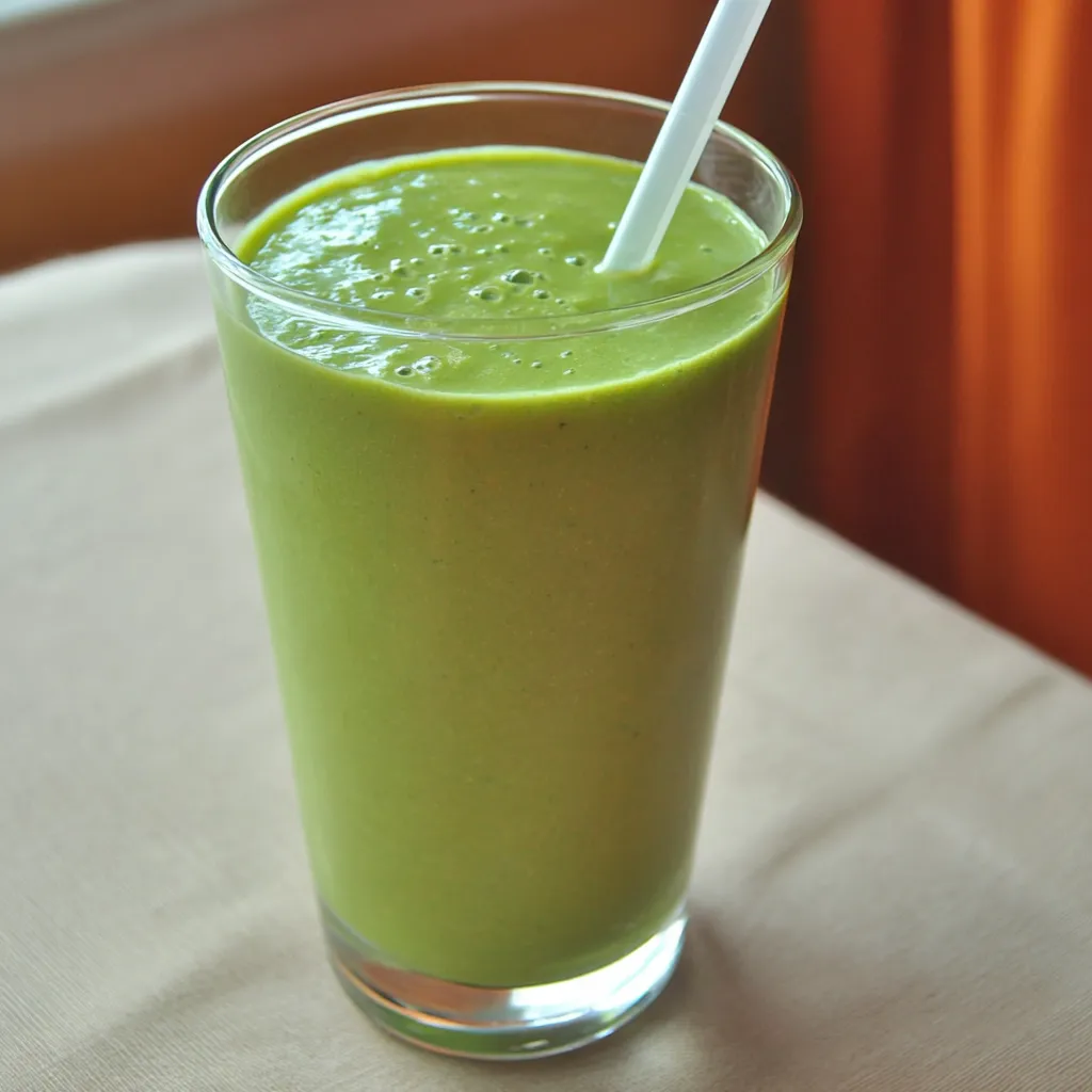 A glass of green smoothie.