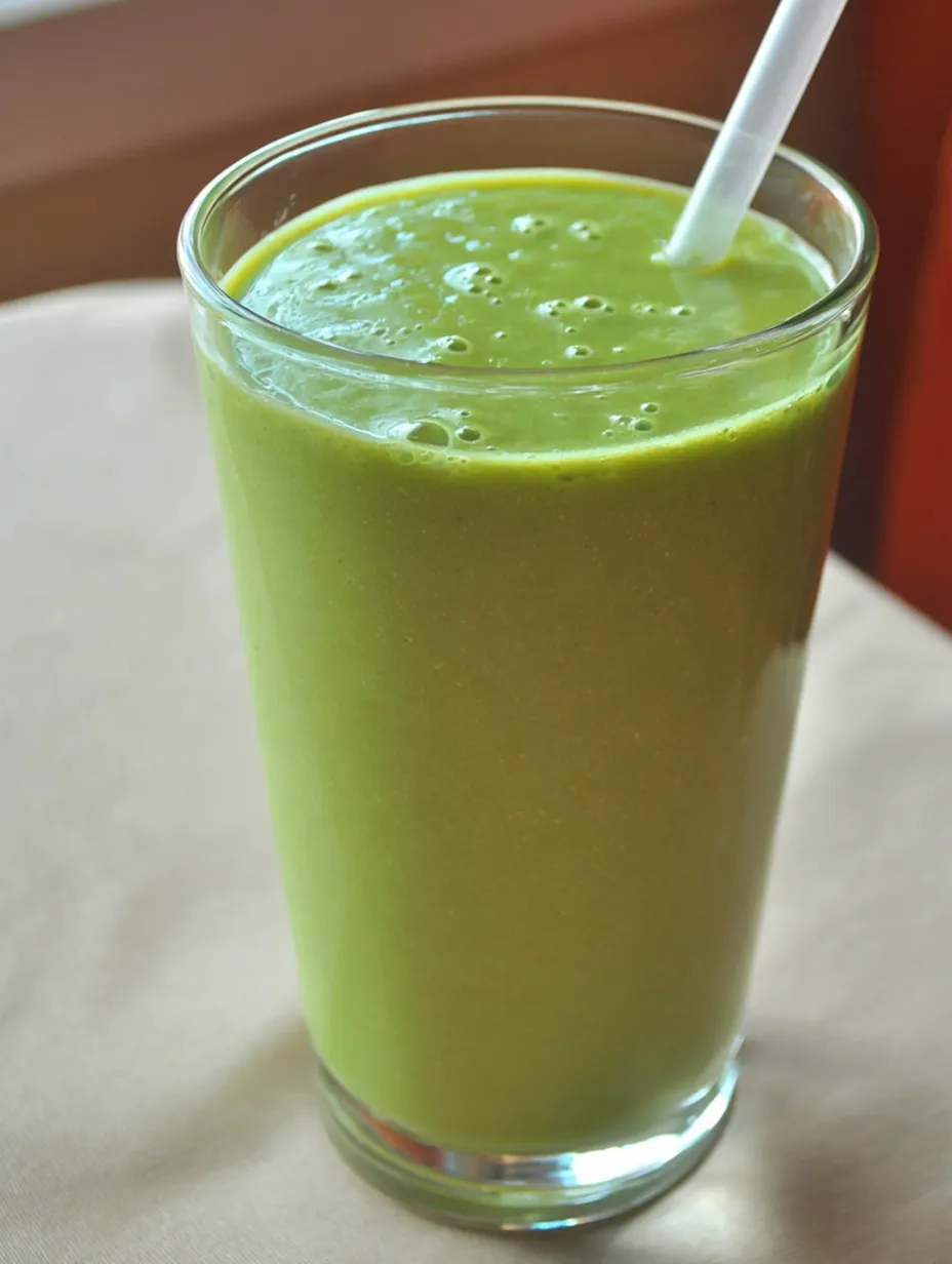 A glass of green smoothie.