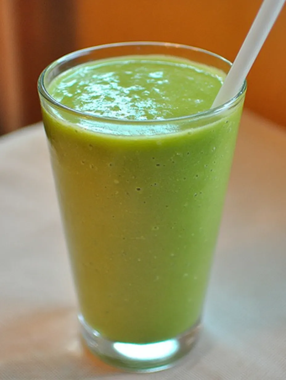 A glass of green smoothie.