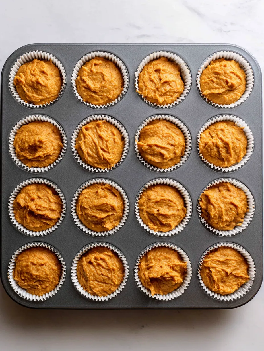A tray of pumpkin cream cheese swirl muffins.