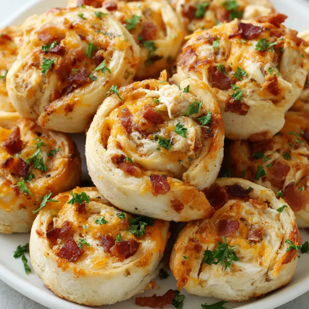 A plate of crack chicken pinwheels.