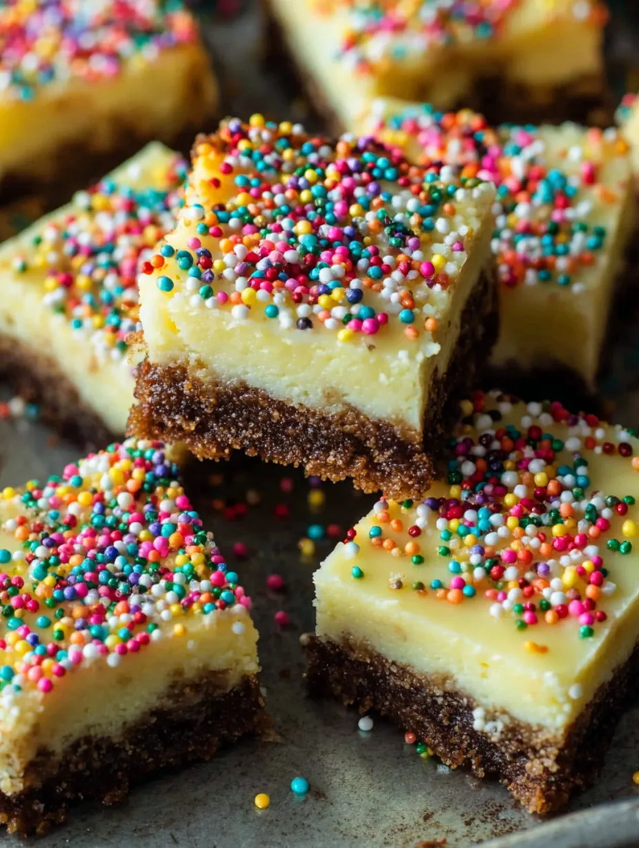 A close up of a sugar cookie cheesecake bar.