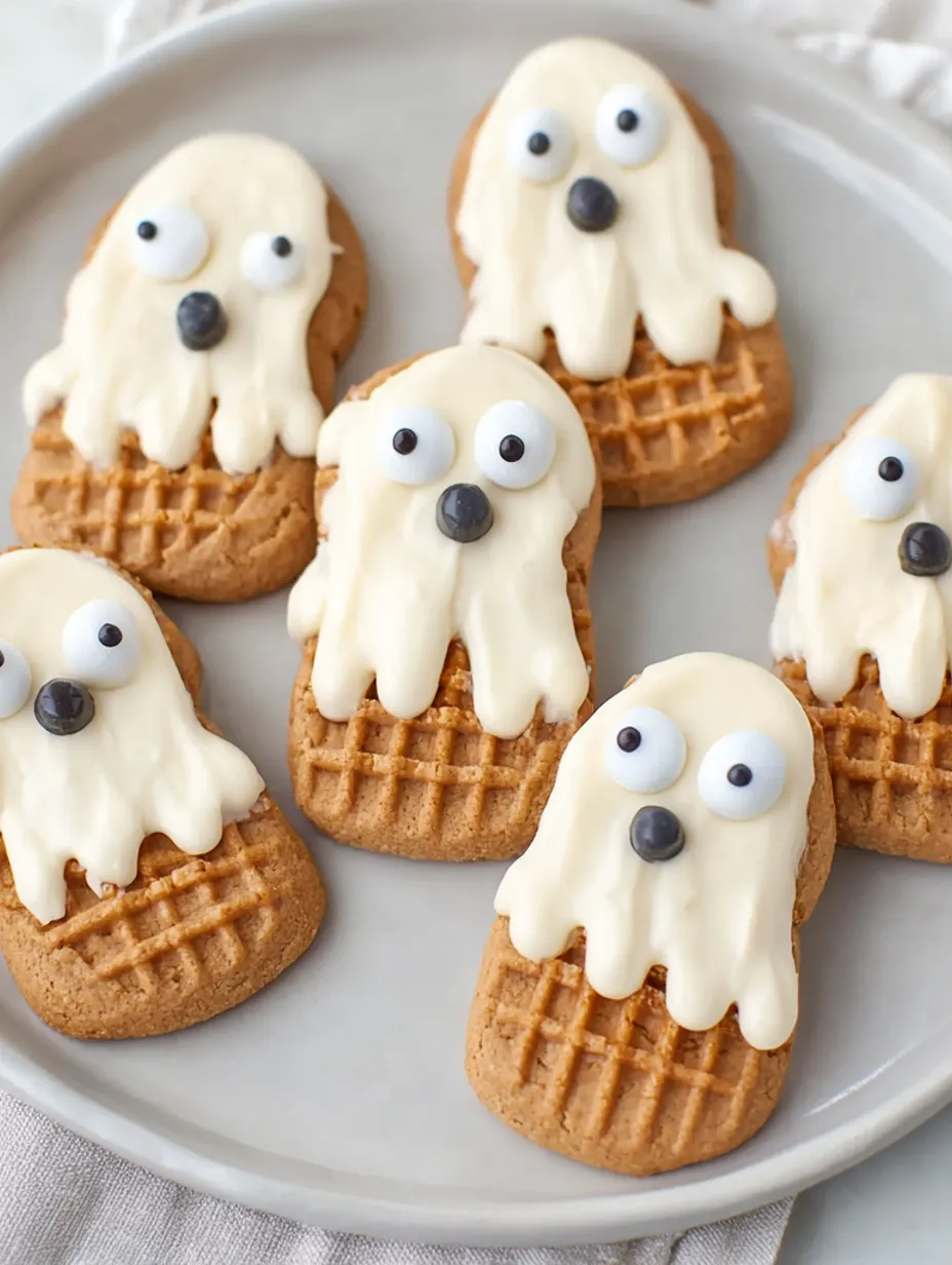 A plate of Nutter Butter Ghost Cookies.