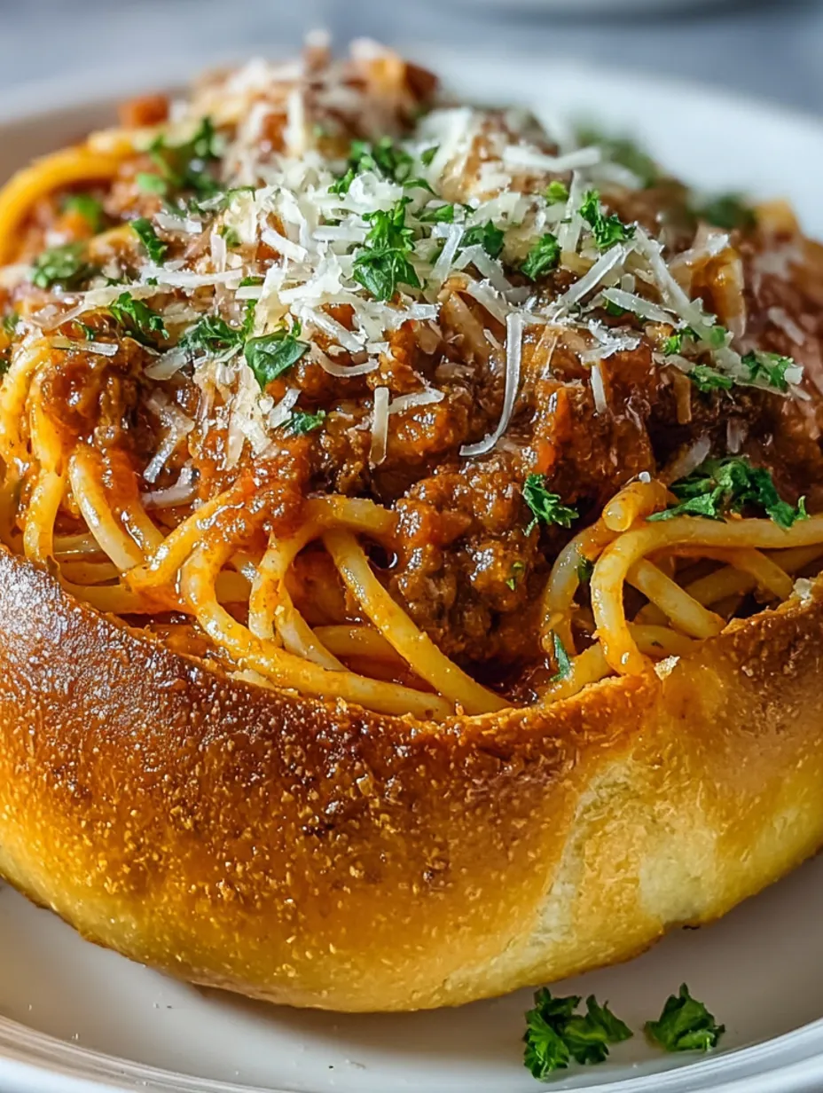 A bowl of spaghetti with garlic bread.