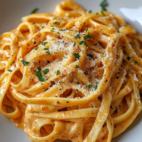 A plate of pasta with cheese and sauce.