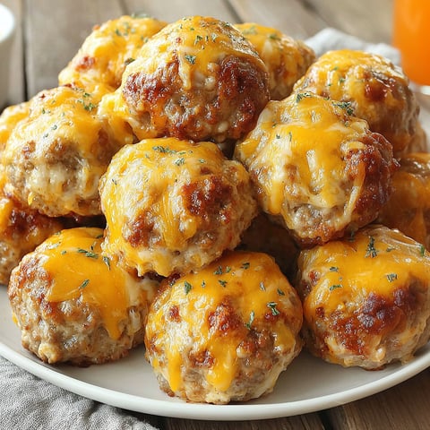 A plate of sausage cheese balls.