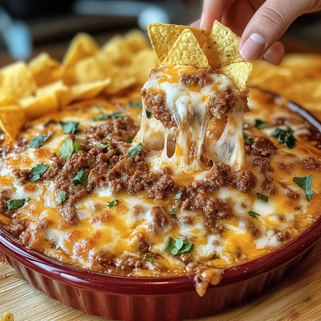 A hand is grabbing a piece of Texas Trash Dip.