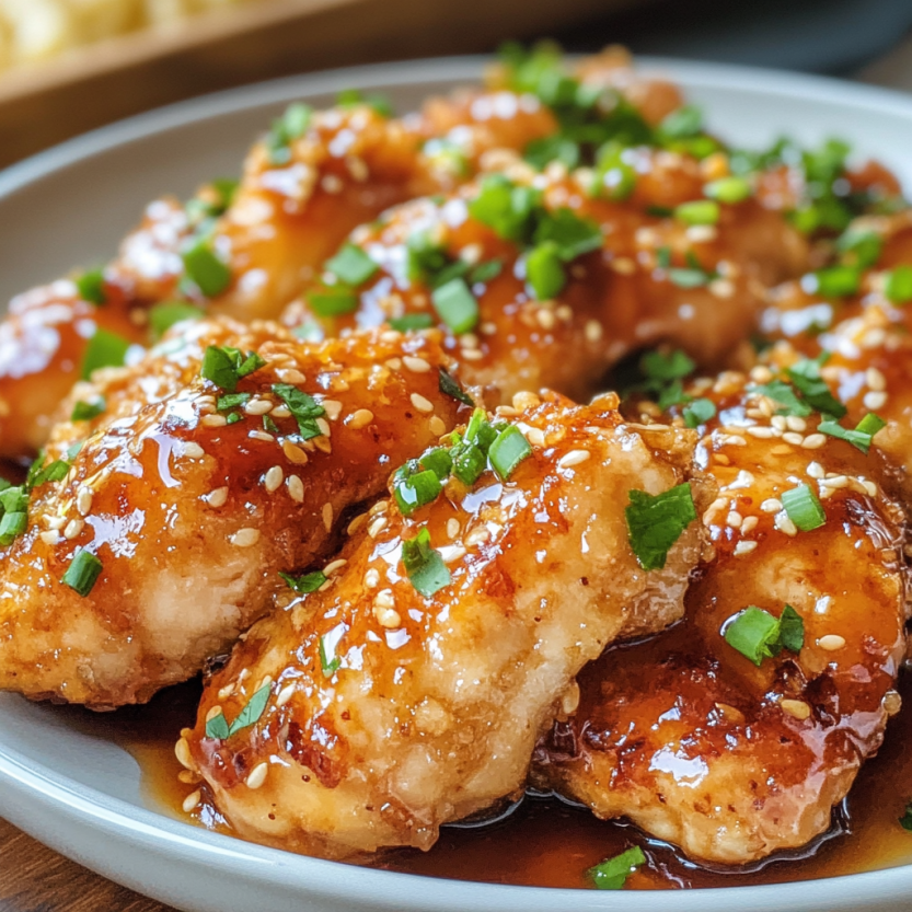 Une image de poulet grillé avec une sauce au miel et des herbes.