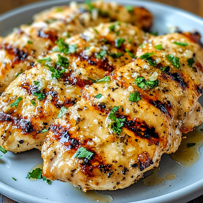 Chicken grillé avec sauce à la parmesan et ail.