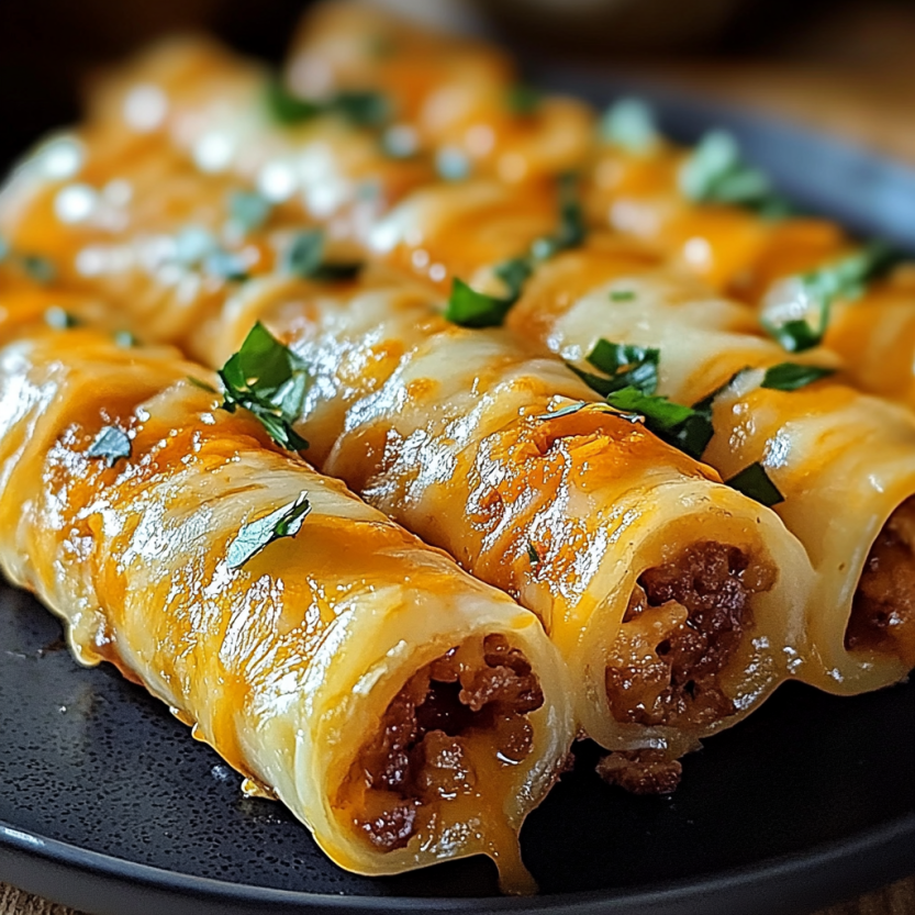 A plate of cheesy taco sticks.