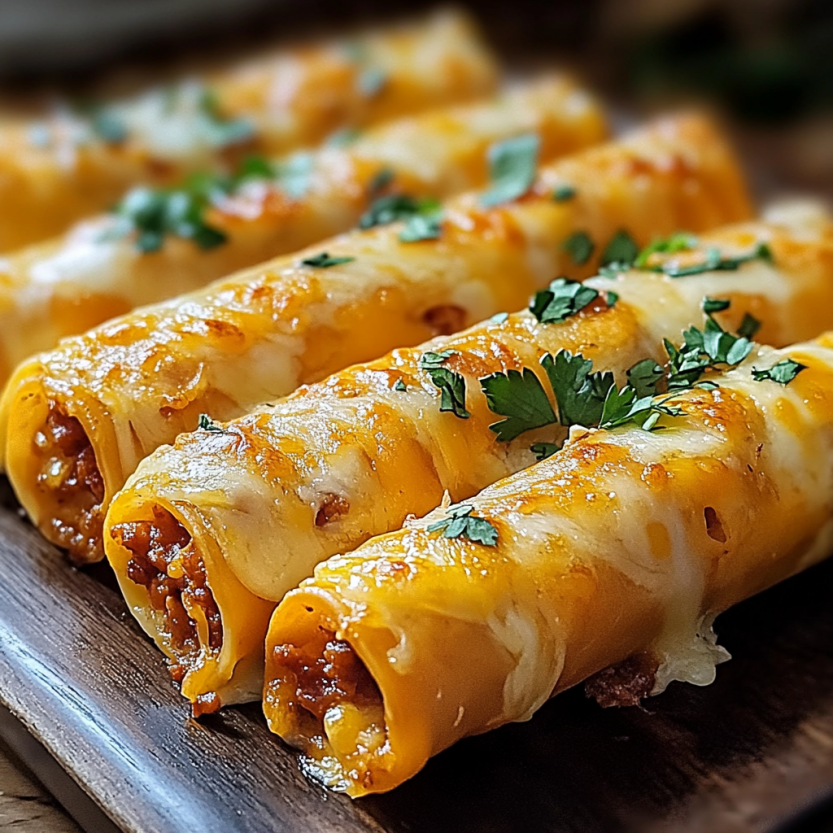 A plate of cheesy taco sticks.