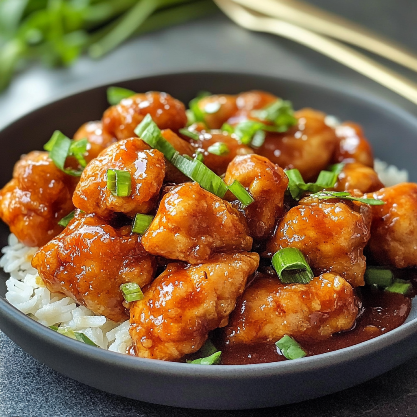 A bowl of Honey Butter Chicken.