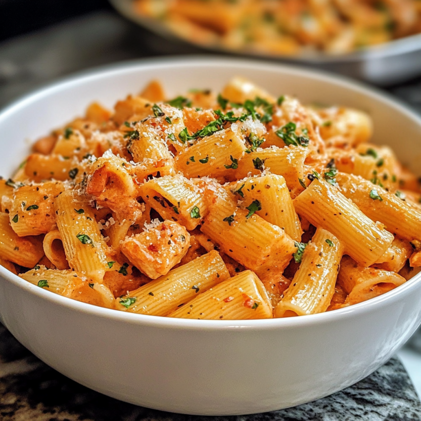 A bowl of pasta with a green topping.