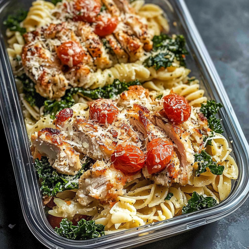 A container of garlic marinated chicken.
