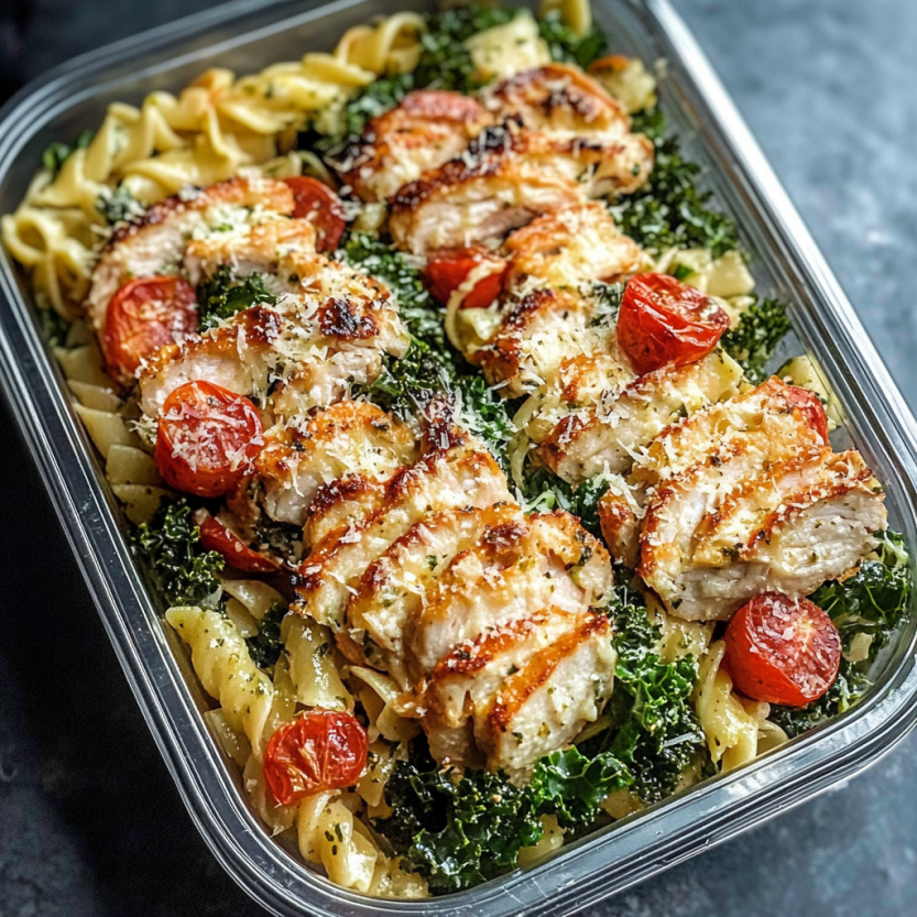 A container of garlic marinated chicken.