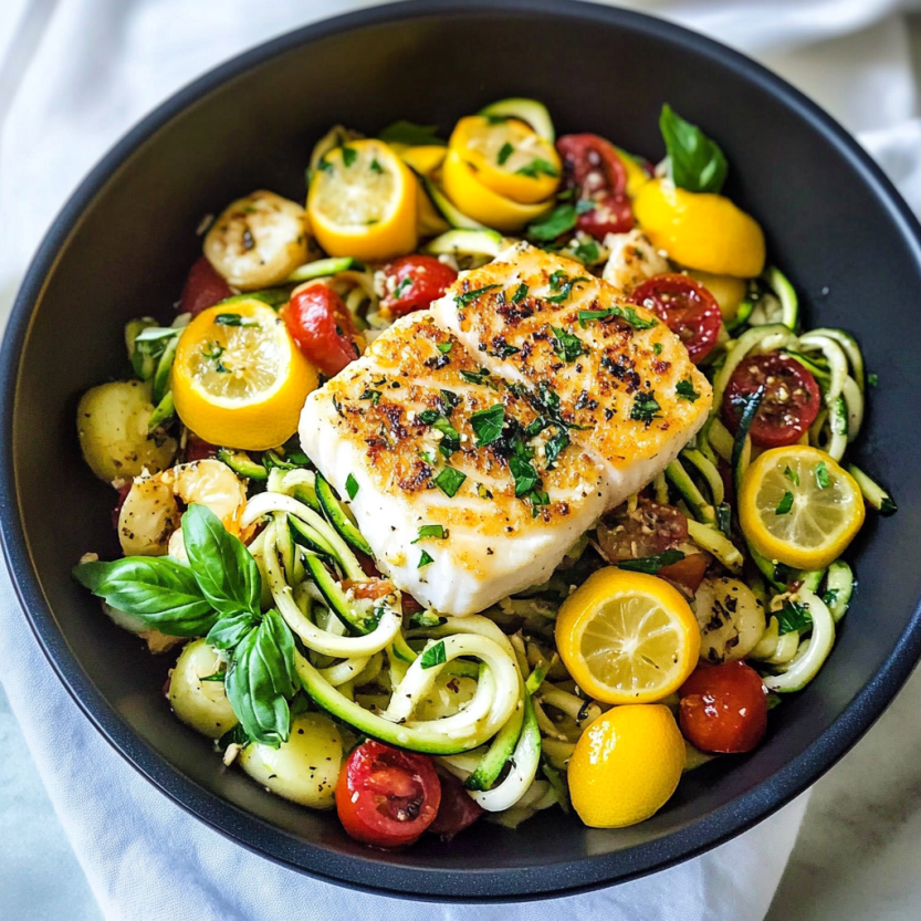 A bowl of food with a fish on top.