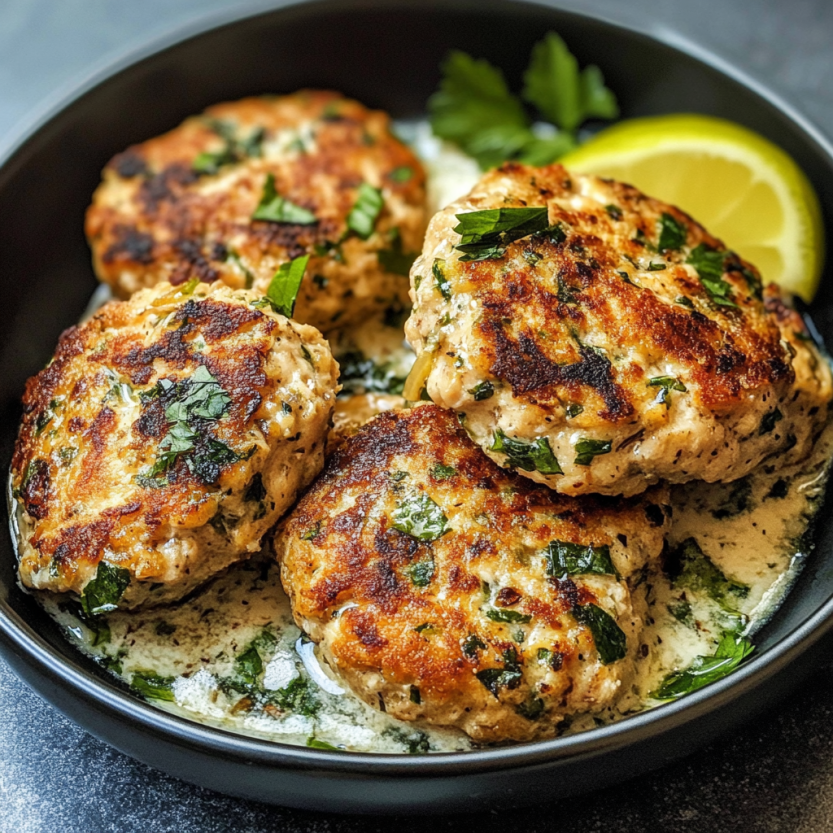A bowl of Mediterranean chicken patties.