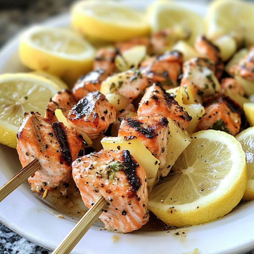 Une assiette de poisson grillé avec des citrons.