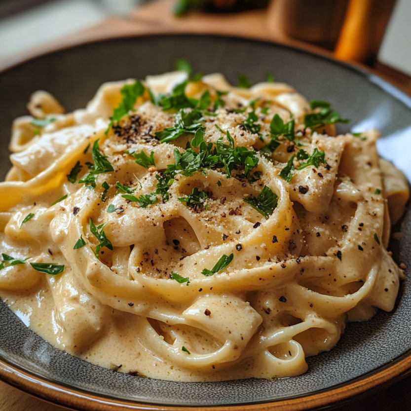 A plate of spaghetti with fresh herbs and some cashews on top.