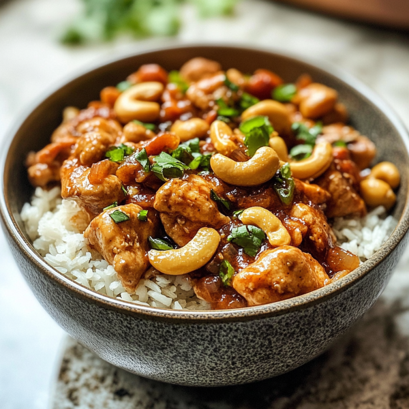 Un bol de riz avec des noix et des légumes verts.