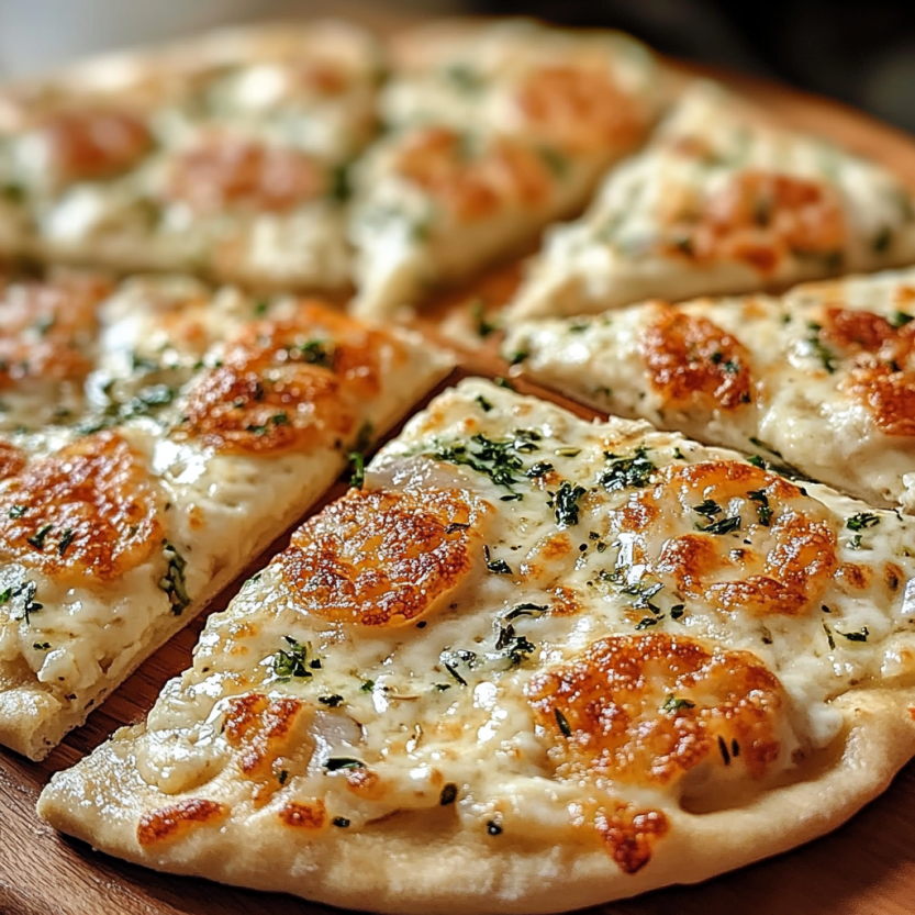 Une pizza de pâte à base de farine d'avoine et de yaourt.