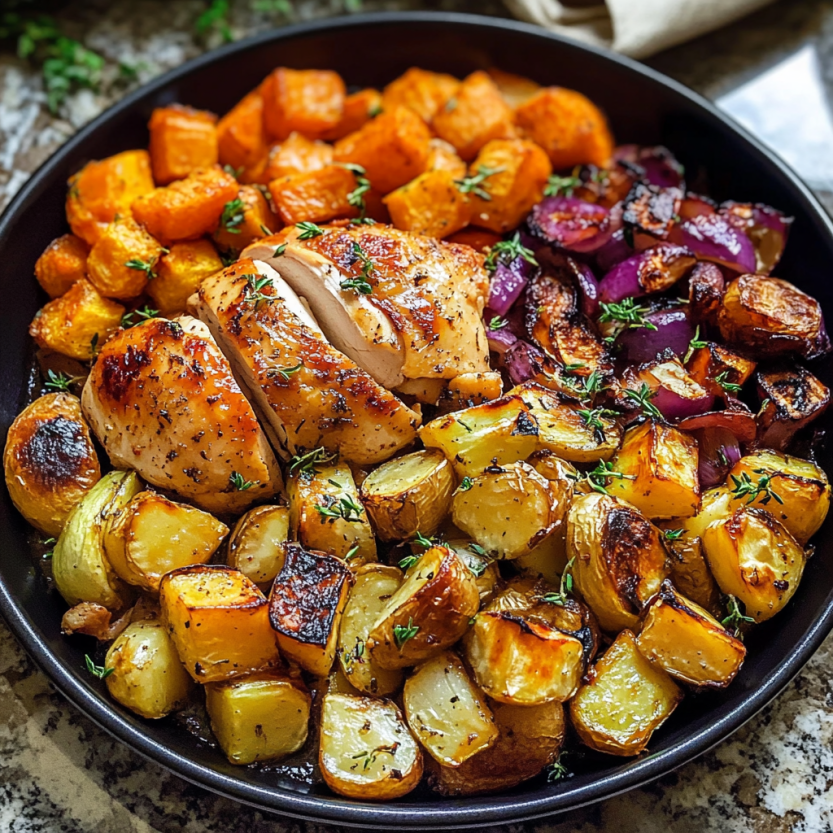 Une assiette de nourriture contenant des légumes et des viandes grillées.