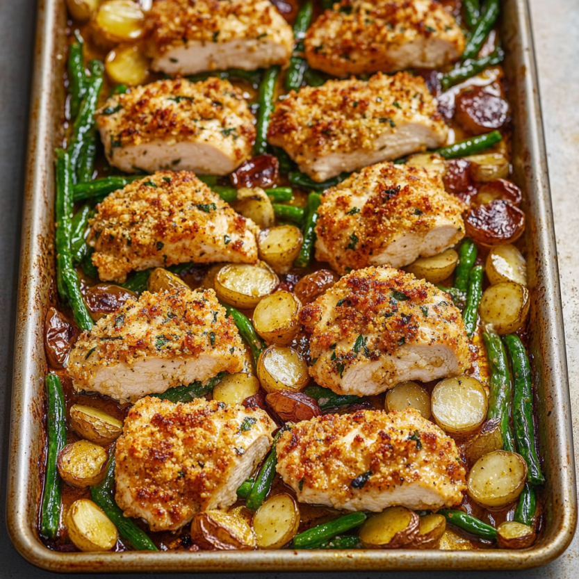 A plate loaded with crispy parmesan chicken.