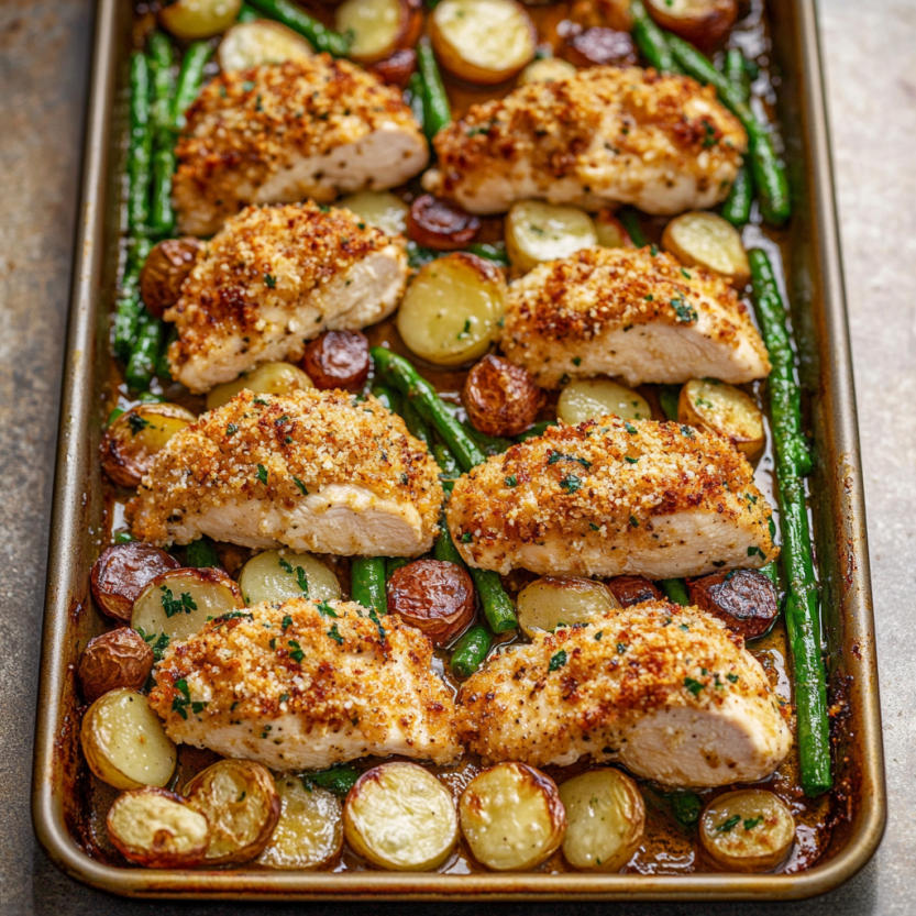 Une assiette de diner de poulet parmesan crusté.