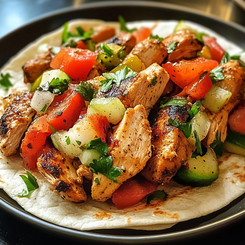 Une image de gyros grec avec des légumes et des légumes verts.