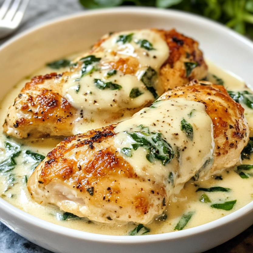 A serving of Chicken Florentine.