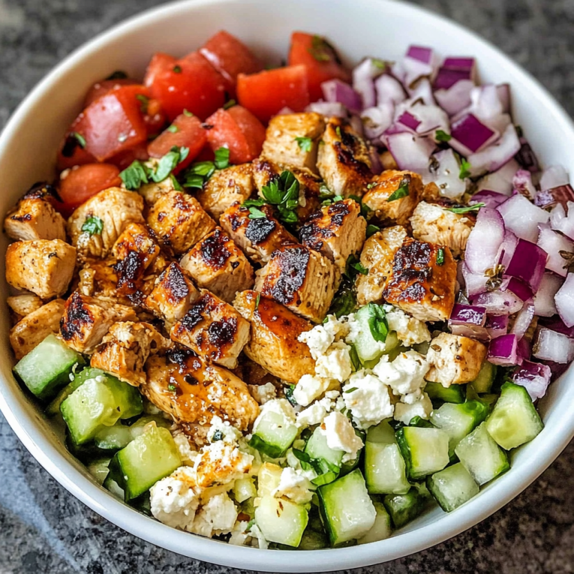 Une assiette de nourriture contenant des légumes et des viandes grillées, avec des légumes verts et des tomates.