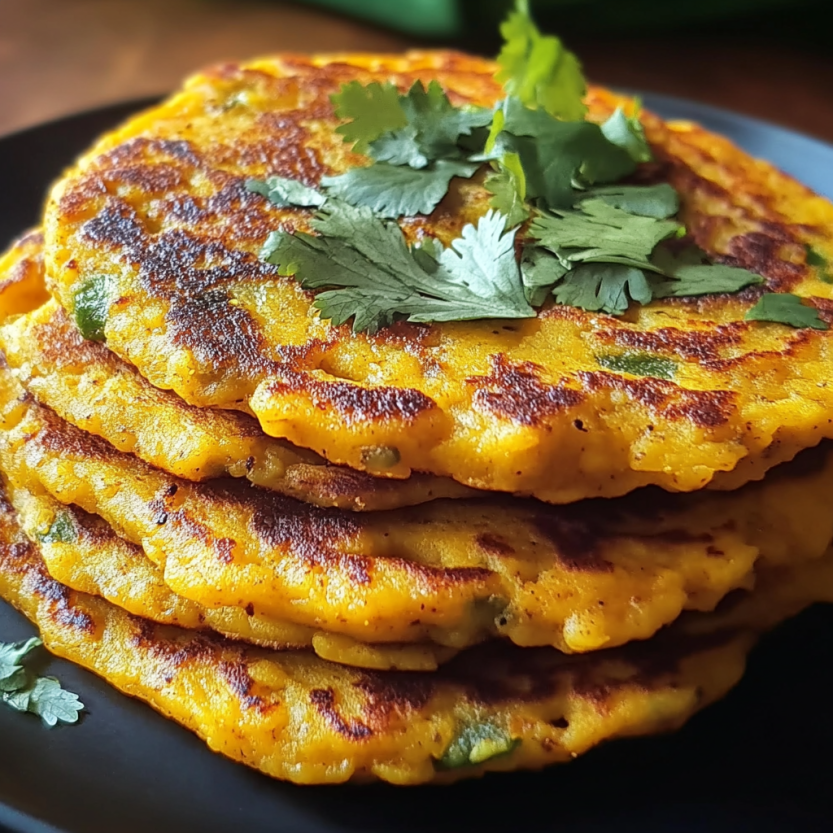 Une pile de pancakes de lentilles colorées.