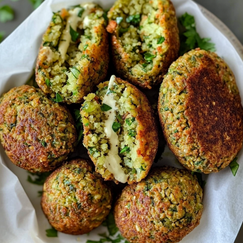 Une pile de falafels frits dans un plat.