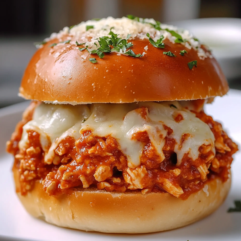A chicken parmesan sloppy joe sandwich.