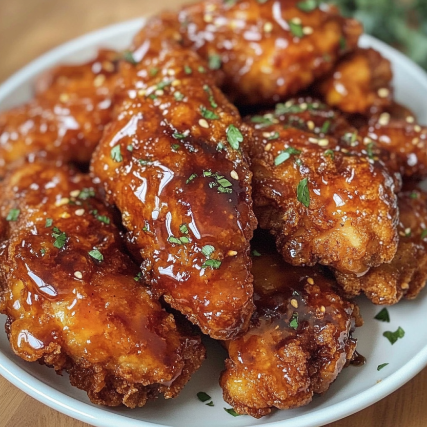 A plate of honey butter fried chicken.