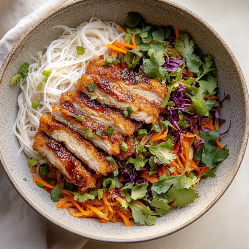 A bowl of food with meat and vegetables.