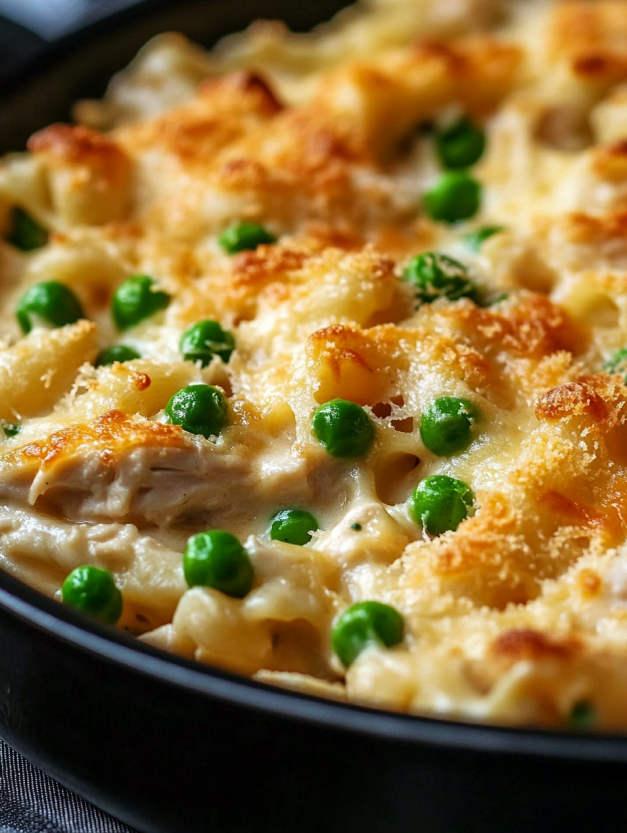 A dish with peas and cheese.